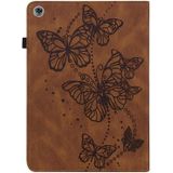 Voor Huawei MediaPad M5 Lite 10 Inch Relif Butterfly Patroon Horizontale Flip Lederen Tablet Case (Brown)