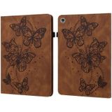 Voor Huawei MediaPad M5 Lite 10 Inch Relif Butterfly Patroon Horizontale Flip Lederen Tablet Case (Brown)