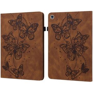 Voor Huawei MediaPad M5 Lite 10 Inch Relif Butterfly Patroon Horizontale Flip Lederen Tablet Case (Brown)
