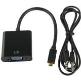 22cm Full HD 1080P Micro HDMI Male to VGA Female Video Adapter Cable with Audio Cable(Black)