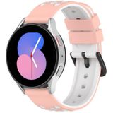 Voor Samsung Gear S3 Frontier 22 mm tweekleurige poreuze siliconen horlogeband (roze + wit)