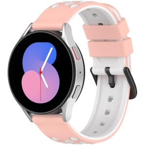 Voor Samsung Gear S3 Frontier 22 mm tweekleurige poreuze siliconen horlogeband (roze + wit)