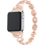 8-vormige VO Diamond-bezaaid Solid RVS polsband horlogeband voor Apple Watch serie 3 & 2 & 1 42mm (Rose goud)