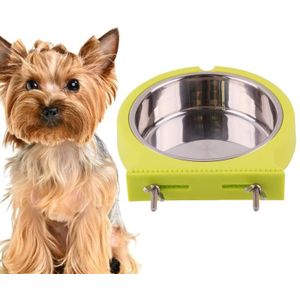 Roestvrij staal Pet Bowl Hanging Bowl Anti-Ofturning Dog Cat Bowl Feeder  Specificatie: Groot (Roze)