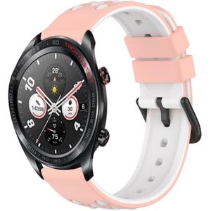 For Honor Watch Dream 22 mm tweekleurige poreuze siliconen horlogeband (roze + wit)