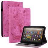 Voor Amazon Kindle Fire HD10 2021 Butterfly Rose relif lederen Smart Tablet Case(Rose Red)