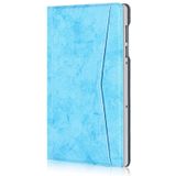 Marmeren doek textuur horizontale flip lederen kast met kaartslot & houder (Sky Blue)