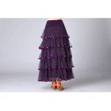 Sequin Swing Modern Dance Long Skirt Competition Costume (Color:Purple Size:Free Size)