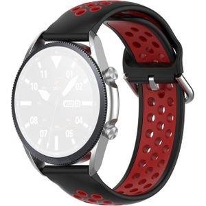 Voor Galaxy Watch 3 45mm Siliconen Sport Two-tone Strap  Maat: 22mm (Zwart Rood)