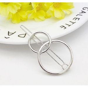 2 PC'S mode vrouw haaraccessoires driehoek Hair clip PIN metalen geometrische legering Hairband (twee-ring zilver)