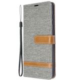 Voor Galaxy A71 Color Matching Denim Texture Horizontal Flip PU Leather Case met Holder & Card Slots & Wallet & Lanyard(Grijs)