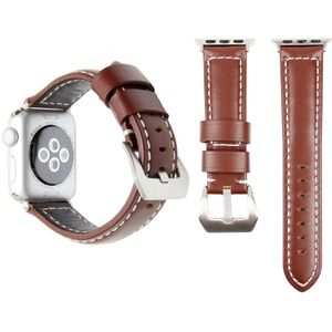 Echte lederen pols horloge Band met roestvrij stalen gesp voor Apple Watch serie 3 & 2 & 1 38mm (donkerbruin)