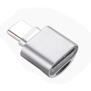 USB-C / Type-C op Micro SD kaart (TF kaart) zink legering zilver Reader Adapter  Voor Samsung Galaxy S8 & S8 PLUS / LG G6 / Huawei P10 & P10 Plus / Xiaomi Mi6 & Max 2 nl andere Smartphones