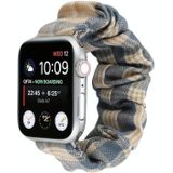 Voor Apple Watch Series 6 & SE & 5 & 4 40mm / 3 & 2 & 1 38mm JK Uniform Style Cloth +Stainless Steel Watch Wrist Strap (Khaki + Donkerblauw)(Khaki + Donkerblauw)