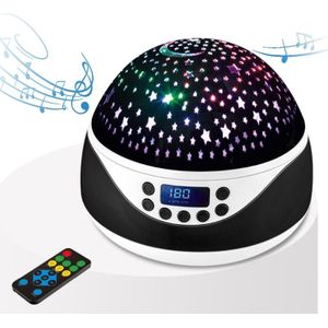 LED Starry Sky Light USB Afstandsbediening Roterende Muziek Projector Lamp Romantische Starry Night Light (Zwart)