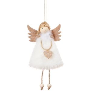 4 PCS Kerstversiering Hanger Liefde Pluche Feather Angel Kerstboom Hanger (Wit)