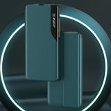 Voor Samsung Galaxy S7 Edge Side Display Magnetic Shockproof Horizontale Flip Lederen case met houder (blauw)