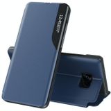 Voor Samsung Galaxy S7 Edge Side Display Magnetic Shockproof Horizontale Flip Lederen case met houder (blauw)