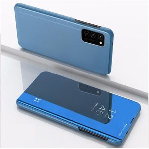 Voor Samsung Galaxy A82 5G / Quantum 2 Plated Mirror Horizontale Flip Lederen Hoesje met Houder (Blauw)