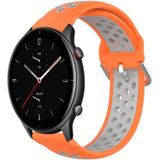 Voor Amazfit GTR 2e 22 mm geperforeerde ademende sport siliconen horlogeband (oranje + grijs)