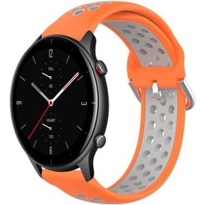 Voor Amazfit GTR 2e 22 mm geperforeerde ademende sport siliconen horlogeband (oranje + grijs)
