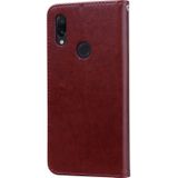 Rose relif horizontale Flip PU lederen draagtas voor Xiaomi Redmi 7  met houder & kaartsleuven & portemonnee (bruin)