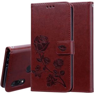 Rose relif horizontale Flip PU lederen draagtas voor Xiaomi Redmi 7  met houder & kaartsleuven & portemonnee (bruin)