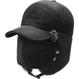 Mannen Winter Warm Hat Outdoor Fietsen Koudbestendig Oorbescherming GLB met afneembaar masker  maat: Gratis grootte (zwart + zwart borduurwerk)