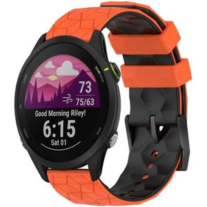 Voor Garmin Forerunner 255 Music 22 mm voetbalpatroon tweekleurige siliconen horlogeband (oranje + zwart)