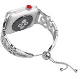 Bloem gevormde armband roestvrijstalen horlogeband voor Apple Watch serie 3 & 2 & 1 42mm (zilver)