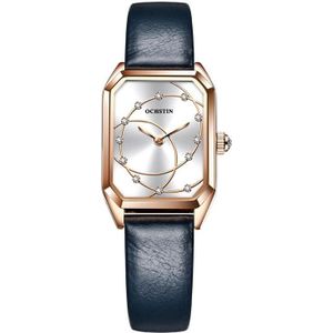 OCHSTIN 7008C Parangon-serie mode casual lederen band quartz horloge (ros goud + wit)