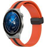 Voor Huawei Watch GT3 Pro 43 mm 20 mm opvouwbare magnetische sluiting siliconen horlogeband (oranje + zwart)