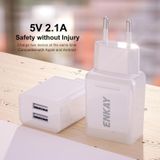 ENKAY Hat-Prince T003-1 10.5W 2.1A Dual USB Travel Charger Power Adapter for Huawei / Xiaomi / Samsung  EU Plug