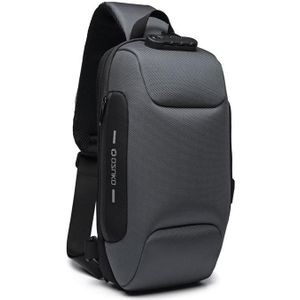OZUKO 9223 Anti-theft Men Chest Bag Waterproof Crossbody Bag met externe USB-oplaadpoort  stijl: standaardformaat (donkergrijs)