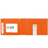 9651 Ultra-thin Two-fold RFID Anti-theft Genuine Leather Wallet For Men and Women(Orange)