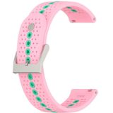 22mm universele kleurrijke gat siliconen vervanging riem horlogeband (roze mint groen)