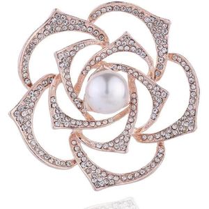 2 stks Diamanten Mountain Tea Flower Broche Pearl Pin Simple Suits Cheongsam Accessoires (B07344)