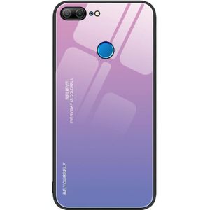 Voor Honor 9 Lite gradintkleur glazen telefoonhoesje (roze paars)