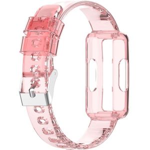 Voor Fitbit Ace 3 Transparante siliconen gentegreerde horlogeband (transparant roze)