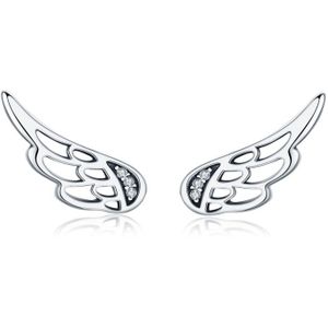 Sterling Silver Wing Oorbellen Simple S925 Silver Stud Oorbellen  Kleur: Zilver