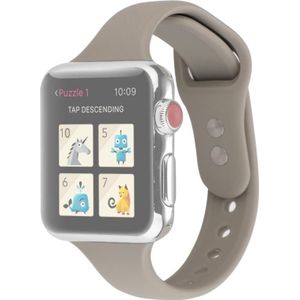 Voor Apple Watch Series 6 & SE & 5 & 4 40mm / 3 & 2 & 1 38mm Thin Siliconen Dubbele Gesp vervangende polsband (Rock Grey)