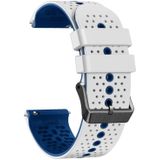 Voor Samsung Gear S3 Frontier 22 mm geperforeerde tweekleurige siliconen horlogeband (wit + blauw)