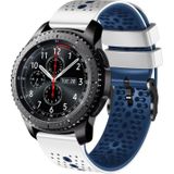 Voor Samsung Gear S3 Frontier 22 mm geperforeerde tweekleurige siliconen horlogeband (wit + blauw)