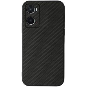 For OPPO A76 Accurate Hole Carbon Fiber Texture Shockproof Case(Black)