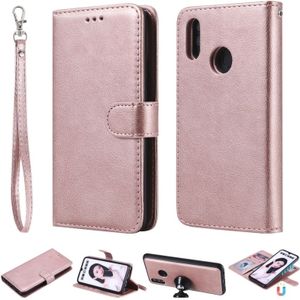 Voor Huawei Honor 10 Lite effen kleur horizontale Flip beschermende case met houder & kaartsleuven & portemonnee & foto frame & Lanyard (Rose goud)