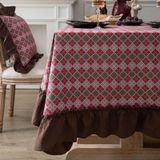 Hotel Home Dining Table Retro Cotton Tablecloth  Size: 140x220cm(Lotus Leaf)