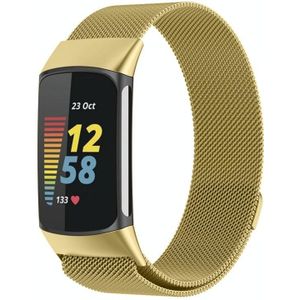 Voor Fitbit Charge 6 Milan magnetische metalen stalen mesh horlogeband