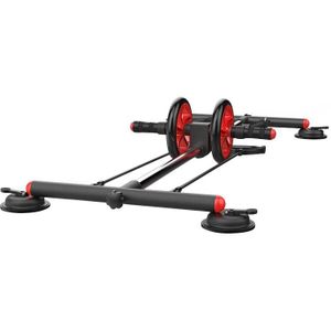 Huishoudelijke zuignap stijl multifunctionele stille abdominale wiel roeimachine sit-up apparaat (zwart rood)