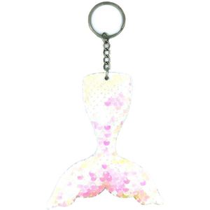 10 stks Reflecterende zeemeermin sleutelhanger Pailletten Mermaid Tail Accessoires Auto Bagage Hanger (AB Kleurrijk 16)