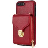 Voor iPhone 8 Plus / 7 Plus Rits Hardware Kaart Portemonnee Telefoonhoes (Rood)